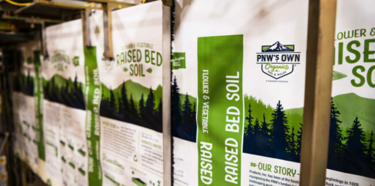 Bagged soil, compost, and mulch products at Wallace Farm